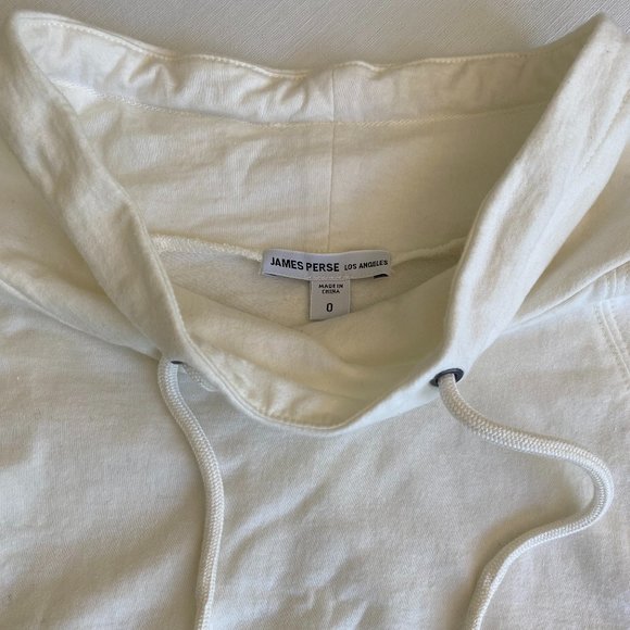 James Perse White Drawstring Funnel-Neck Hooded Sweatshirt Size 0 - Picture 4 of 10